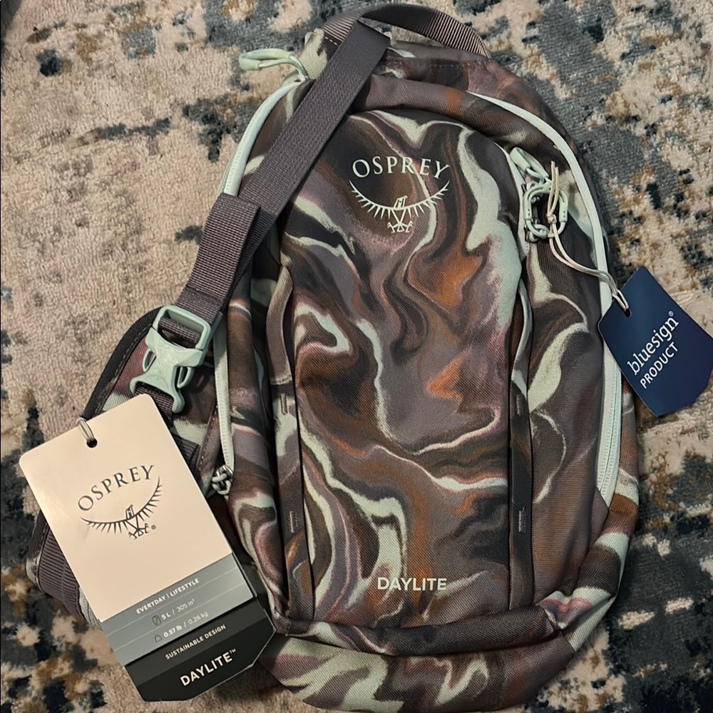 OSPREY Daylite Backpack Purse in Brown, Olive & Cream Swirl